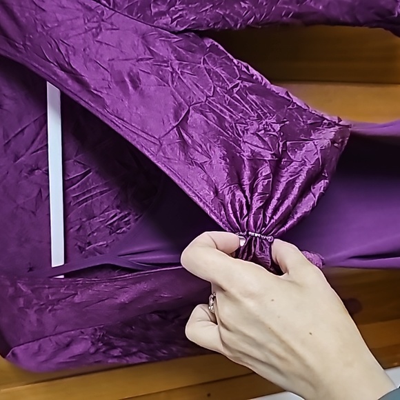 A. Byer Berry Colored Silky Stretch Top with Rhinestone Detailing - Picture 7 of 8